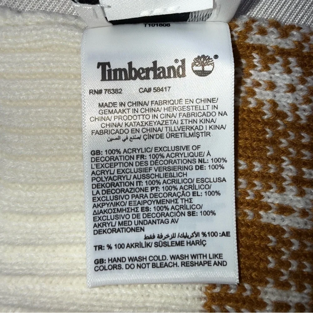 Timberland Brown and Cream Checkered Scarf NWT 64”X 10”